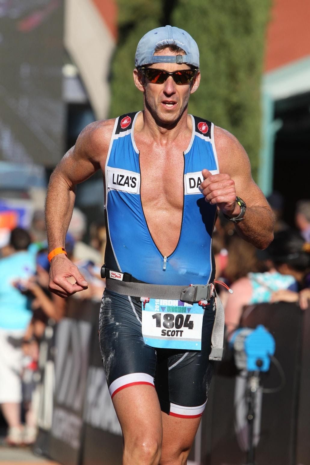 Scott Cathcart running the Ironman finish chute