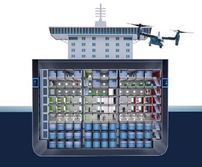 Afloat Forward Staging Base concept rendering — Maersk vessel conversion for U.S. Navy and Marine Corps